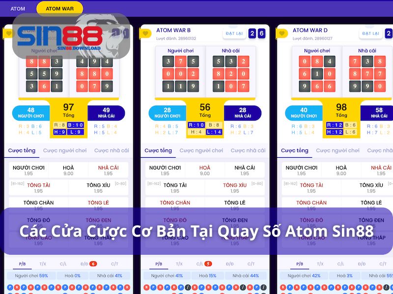 Các cửa cược cơ bản tại quay số Atom Sin88